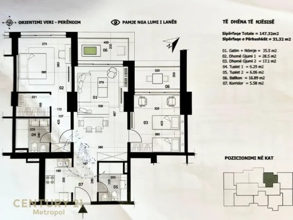 Tirane, shes apartament 2+1+Aneks+Ballkon , 148 m² 550.000 € (DOWNTOWN ONE)