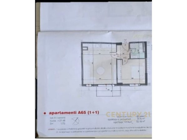 Tirane, shitet apartament 1+1 Kati 8, 72 m² 75.000 € (fusha e aviacionit)
