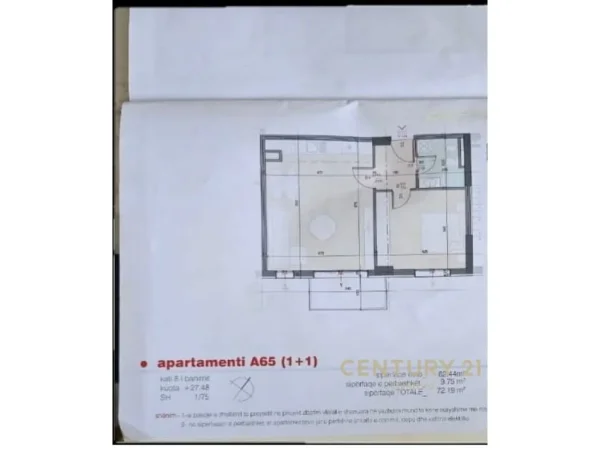 Tirane, shitet apartament 1+1 Kati 8, 72 m² 75.000 € (fusha e aviacionit)
