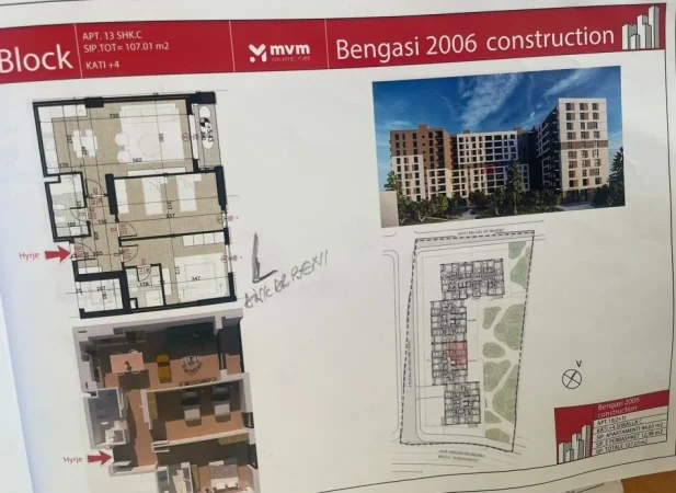 Tirane, shitet apartament 2+1 Kati 4, 107 m² 149.940 € (Porcelan)