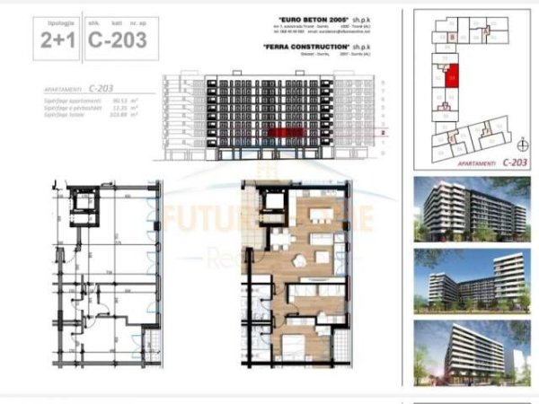 Tirane, shitet apartament Kati 6, 101.73 m² 127.1625Euro (Paralel Living)