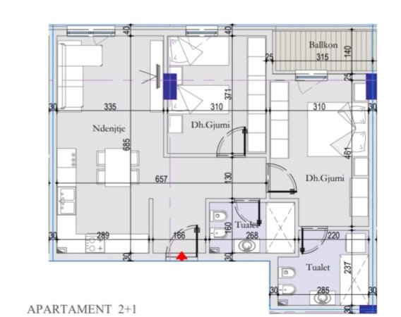 Tirane, shitet apartament 2+1 Kati 7, 94 m² 108.100 € (Nexho Konomi)
