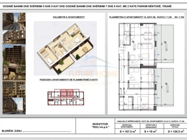 Tirane, shitet apartament 2+1, 1750 EURO/M2 € (Siri Kodra)