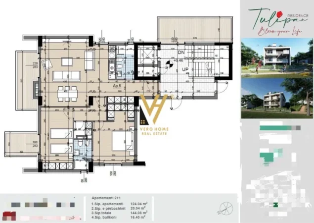 Tirane, shitet apartament 2+1+Ballkon Kati 2, 144 m² 317.000 € (MJULL-BATHORE)