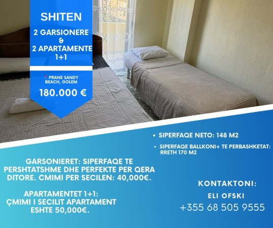 Durres, shitet apartament 1+1+Ballkon Kati 2, 52 m² 50.000 € (Golem)