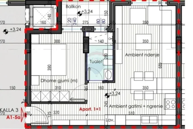 Tirane, shes apartament 1+1 Kati 1, 68 m² 102.300 € (APARTAMENT 1+1 PER SHITJE NE FARKE!)