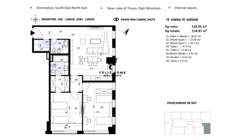 Tirane, shitet apartament 2+1 Kati 21, 154 m² 775.000 € (RRUGA E ELBASANIT)