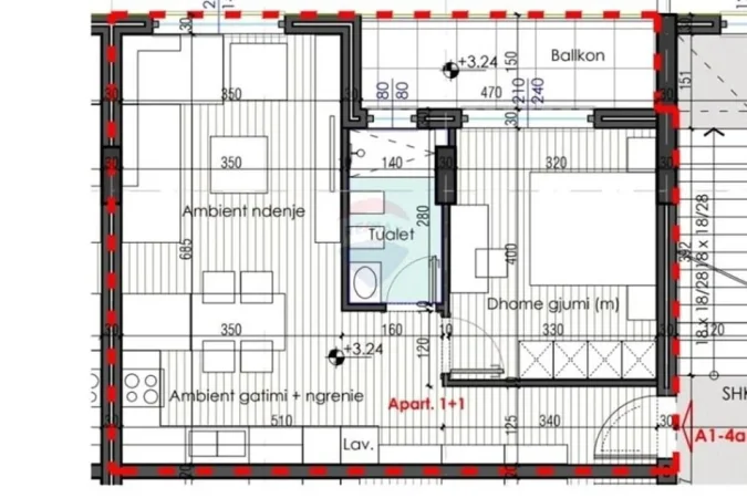Tirane, shitet apartament 1+1+Ballkon Kati 1, 72 m² 108.900 € (Farke E Vogel)