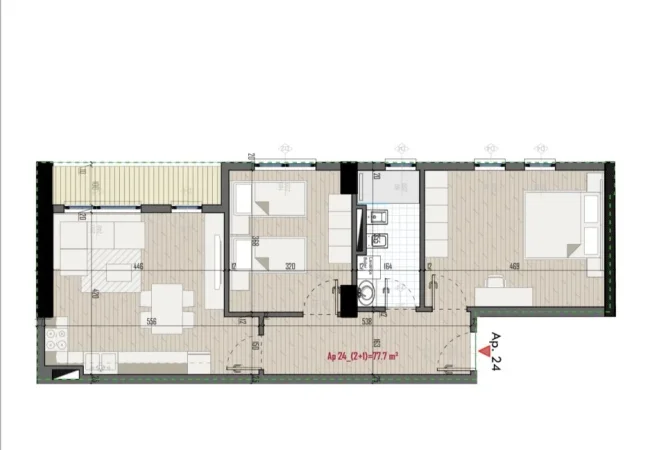 Tirane, shes apartament 2+1+Aneks+Ballkon Kati 3, 91 m² 82.000 € (QTU)