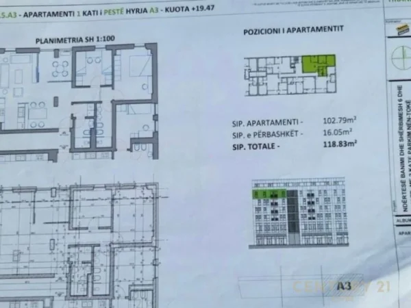Tirane, shitet apartament 2+1 , 119 m² 170.000 € 