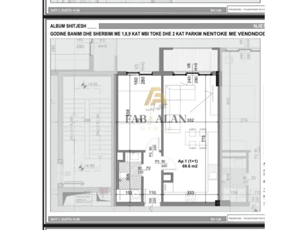 Tirane, shitet apartament 1+1 Kati 1, 70 m² 57.800 € (Kamez, Bulevardi i Ri)