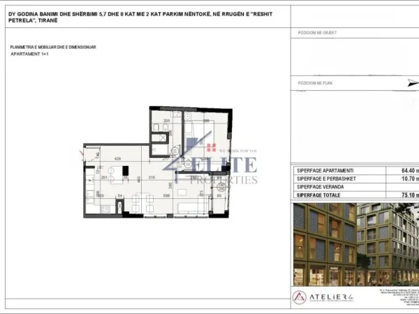 Tirane, shitet apartament Kati 6, 75 m² 180.240 € (Dispanceria)