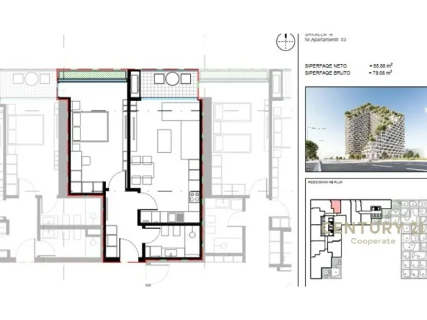 Tirane, shes apartament 1+1+Aneks+Ballkon Kati 21, 79 m² (Rruga Dritan Hoxha Tirana, Albania)