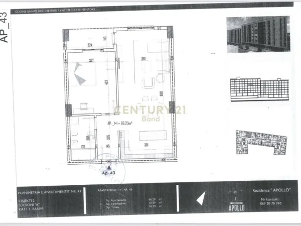 Tirane, shitet 1+1+Ballkon Kati 4, 77 m² 68.000 € (Paskuqan)