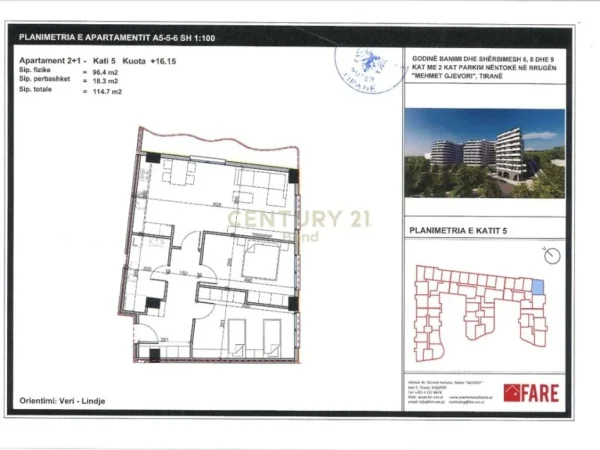 Tirane, shitet apartament 2+1+Ballkon Kati 5, 115 m² 122.000 € (Paskuqan)