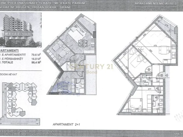 Tirane, shitet apartament 2+1+Ballkon Kati 10, 96 m² 152.000 € (Rruga Dritan Hoxha)