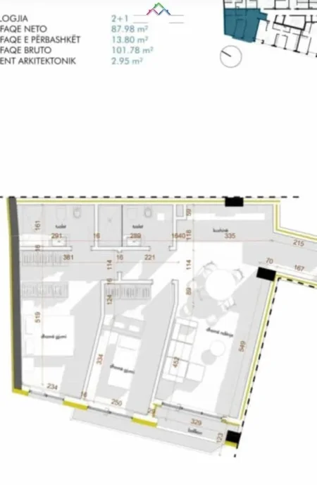 Tirane, shitet apartament 2+1 Kati 2, 102 m² 188.000 € (Shkolla e Kuqe)