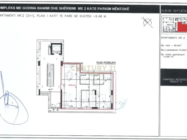 Tirane, shitet apartament 2+1 Kati 0, 110 m² 156.000 € (Perballe Xibrakut)