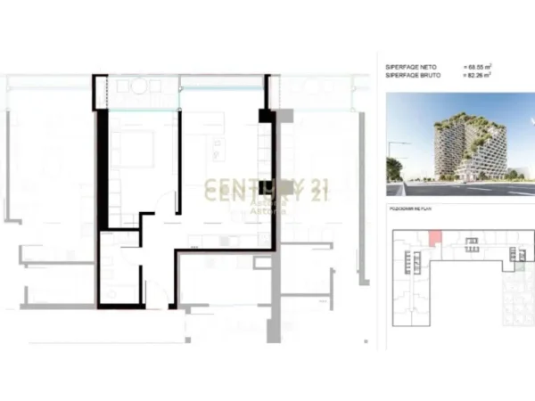 Tirane, shes apartament 1+1+Aneks+Ballkon Kati 14, 82 m² 153.200 € (LION REZIDENCES 2)