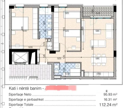 Tirane, shes apartament 2+1 Kati 9, 112 m² 195.000 € (don bosko)