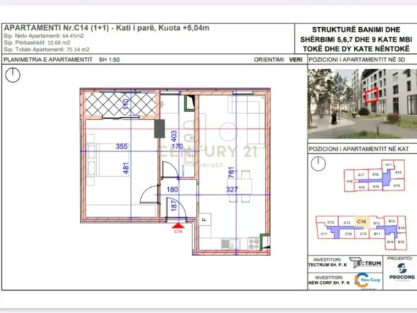 Tirane, shes apartament 1+1+Aneks+Ballkon Kati 1, 75 m² 135.000 € (Rruga "Jordan Misja")