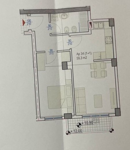 Tirane, jepet me qera apartament 1+1+Ballkon Kati 5, 71 m² 248.150 € (Rruga e Kosovareve)