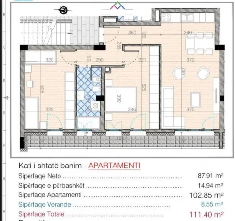 Tirane, shes apartament 2+1 Kati 7, 111 m² 185.000 € (Don Bosko)