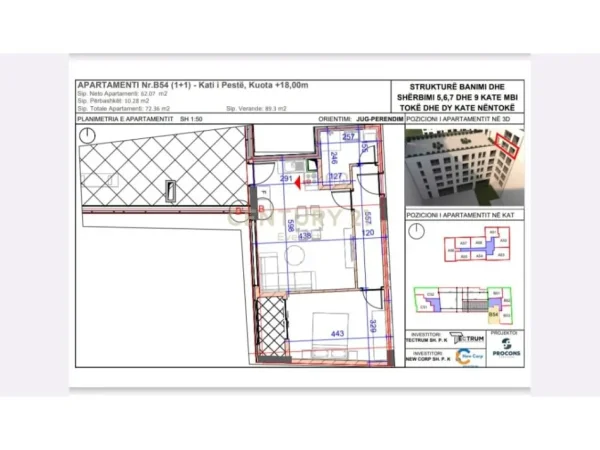 Tirane, shes apartament+verande | Penthouse 1+1+Aneks+Ballkon Kati 5, 161 m² 170.200 € (Jordan Misja)