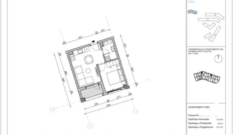 Tirane, shitet apartament 1+1 Kati 2, 50 m² 67.000 € (Dalip Topi)