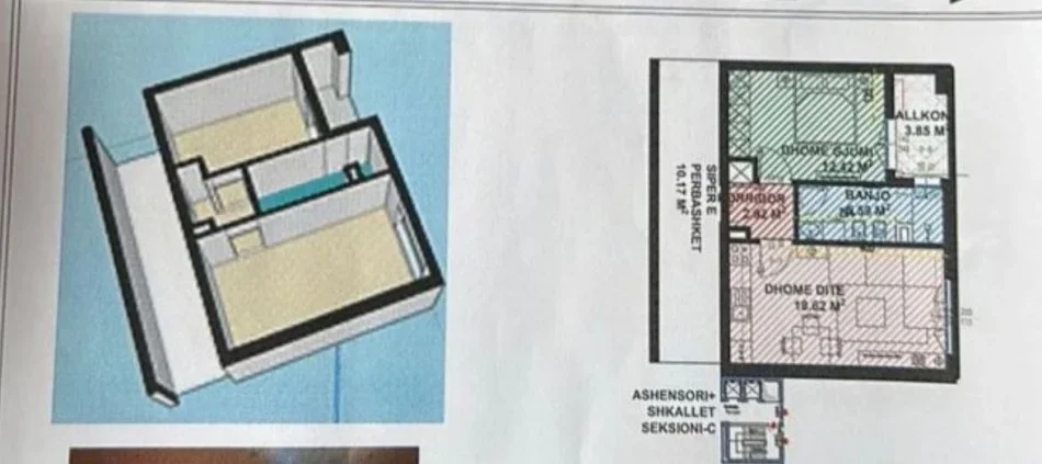 Tirane, shitet apartament 1+1 Kati 2, 61 m² 101.000 € (Ndre Mjeda)