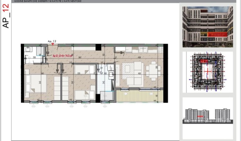 Tirane, shitet apartament 2+1 Kati 3, 90 m² 