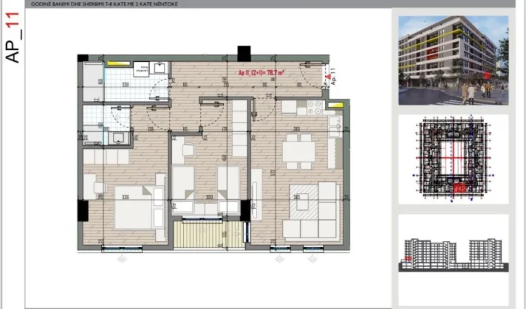 Tirane, shitet apartament 2+1 Kati 3, 90 m² 