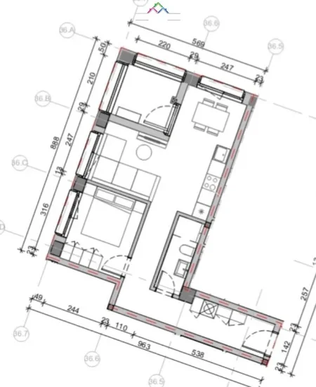 Tirane, shes apartament 1+1+Ballkon Kati 3, 67 m² 93.000 € (Ali Dem)