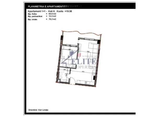 Tirane, shitet apartament 1+1+Ballkon Kati 6, 76 m² 76.200 € (Kompleksi Aluna Paskuqan)