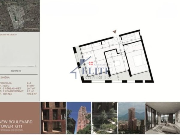 Tirane, shitet apartament 2+1 Kati 5, 107 m² 256.320 € (Tirana New Boulevard Tower)