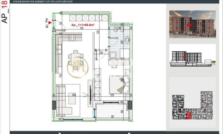 Tirane, shitet apartament 1+1 Kati 3, 8.074 m² 76.000 € (Paskuqan-Kompleksi Apollo)