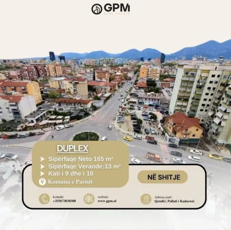 Tirane, shitet apartament duplex 2+1 Kati 9, 178 m² 370.000 € (Komuna e Parisit).