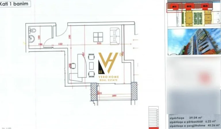 Tirane, shitet apartament 1+1+Ballkon Kati 1, 45 m² 88.000 € (YZBERISHT)