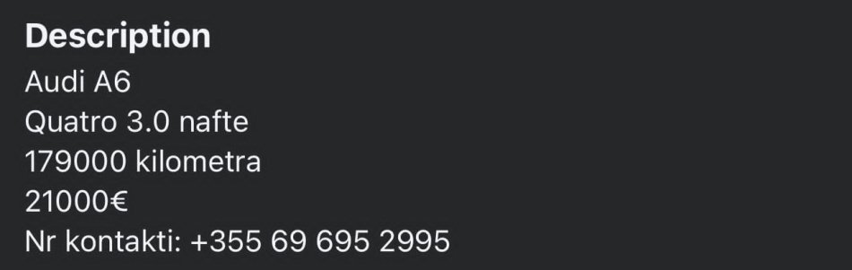 Tirane, shes makine Nafte, e zeze automatik 21.000 €