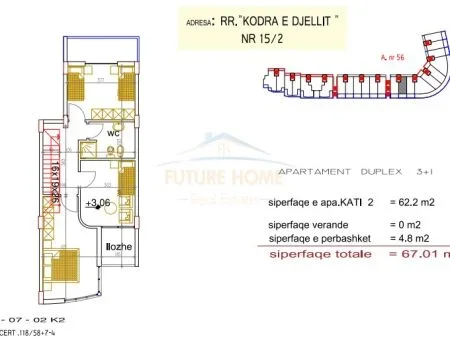 Tirane, shitet apartament duplex 3+1 Kati 1, 157 m² 280.000 € (Kodra e Diellit, Tiranë AREA46910)
