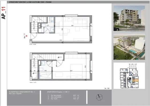 Durres, shitet apartament duplex 1+1 Kati 1, 