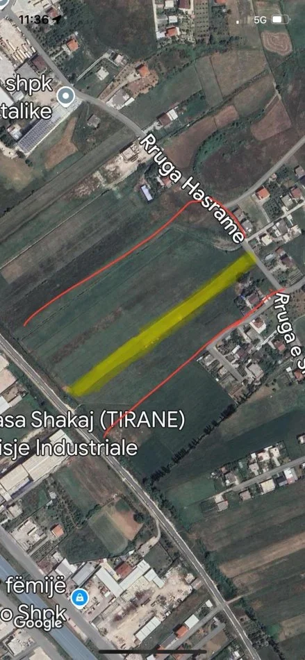 Tirane, shitet toke , 5.512 m² (Vore e Vjeter, Rruga Hasrama)