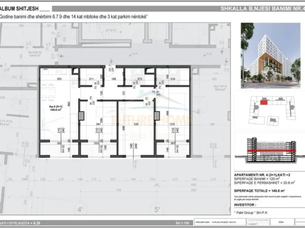 Okazion Tirane, shitet apartament 3+1+Ballkon Kati 2, 142 m² (Bulevardi i Ri)