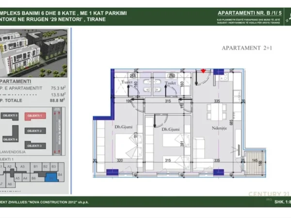 Tirane, shes apartament 2+1+Aneks+Ballkon Kati 3, 89 m² 113.700 € (Tirana Entry 2)