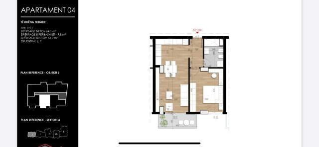 Tirane, shitet apartament 1+1+BLK Kati 5, 74 m² 66.000 Euro (Fusha e Aviacionit)