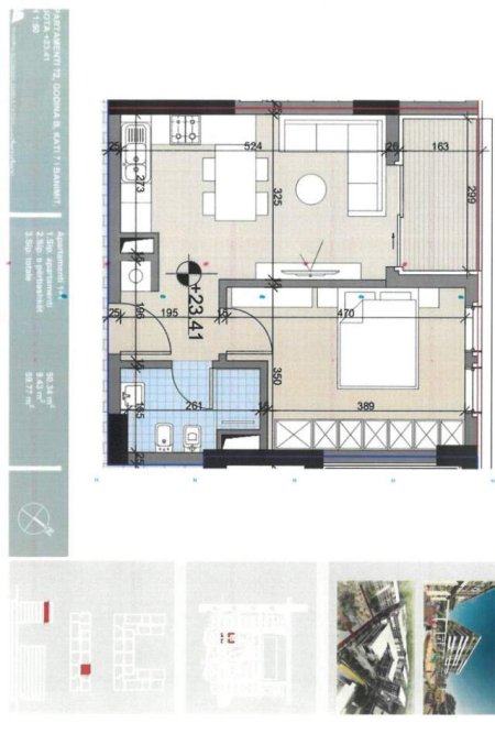 Tirane, shitet apartament 1+1+BLK Kati 5, 60 m² 40.000 Euro (Tek Qtu City)