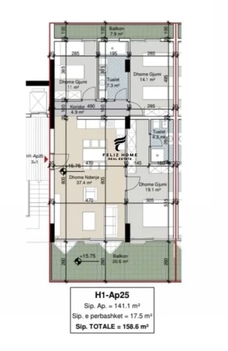 Durres, shitet apartament+verande | Penthouse 2+1 Kati 5, 158 m² 555.000 € (PORTO LALZI)