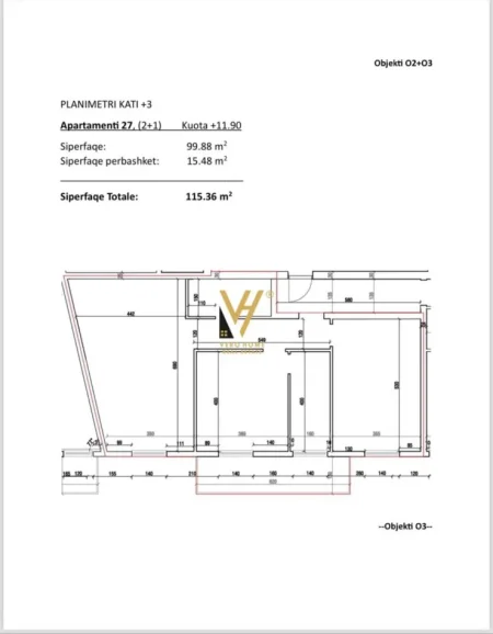 Tirane, shitet apartament 2+1+Ballkon Kati 3, 115 m² 197.000 € (REZIDENCA PORTA TIRANA E RE)