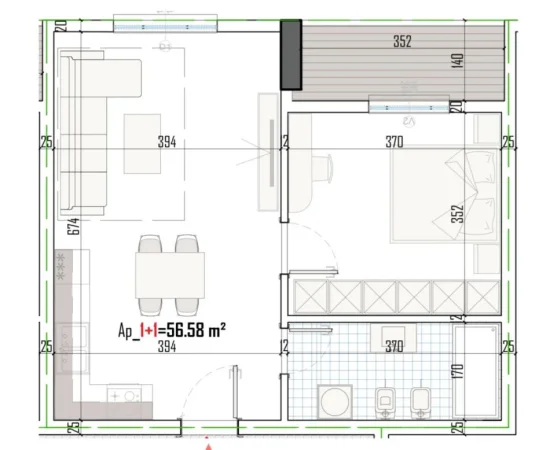 Tirane, shitet apartament 1+1 Kati 1, 56 m² 71.654 € (PASKUQAN)