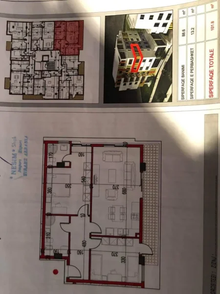 Tirane, jepet me qera apartament 2+1 Kati 4, 107 m² 500 € (FRESKU)